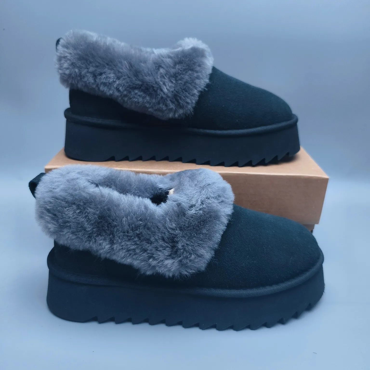 💰480 UGG sheepskin all-in-one snow boots 6733 Thick-soled non-slip slip-on casual style Color: Maroon Antelope Brown Black Size: 35-40
